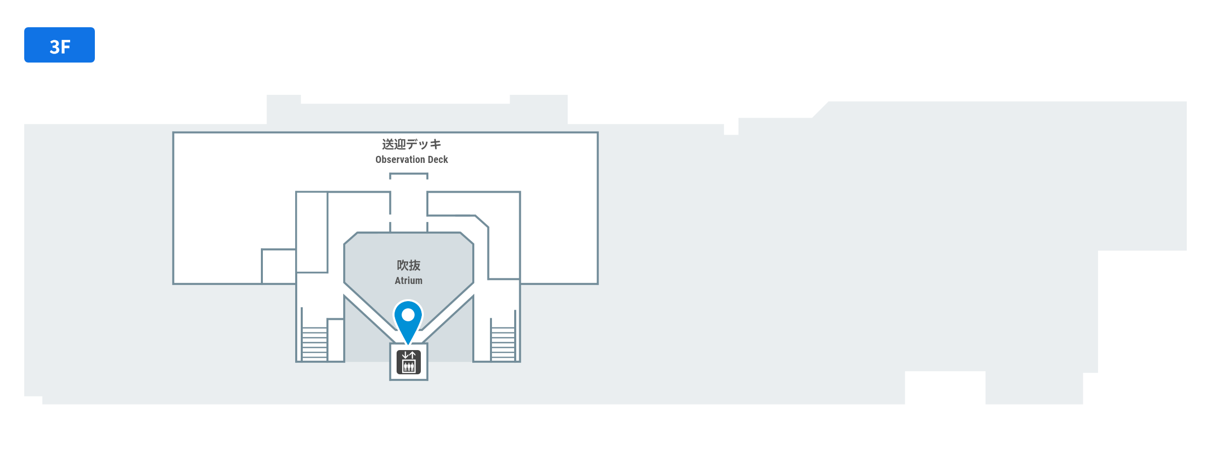 エレベーターの3階のフロアガイド